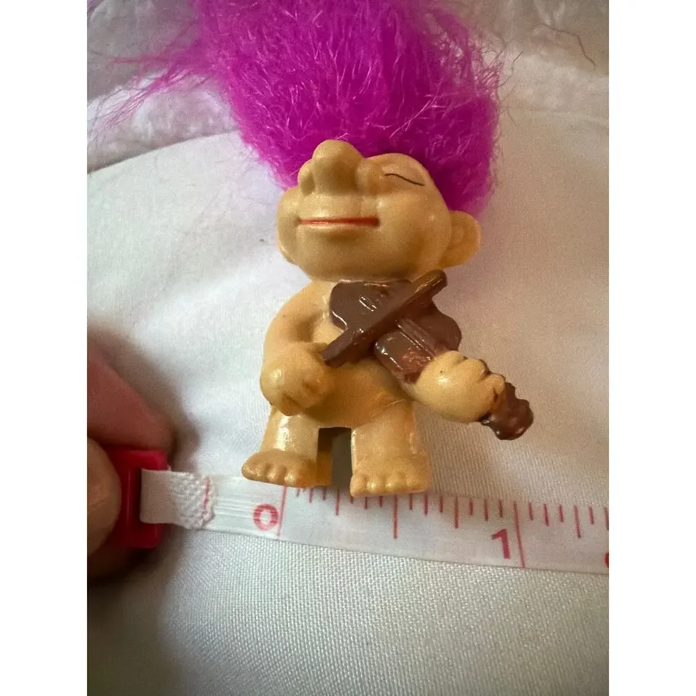 Vintage Troll Doll Violin Fiddle PVC Figure Pink Hair Mini 2